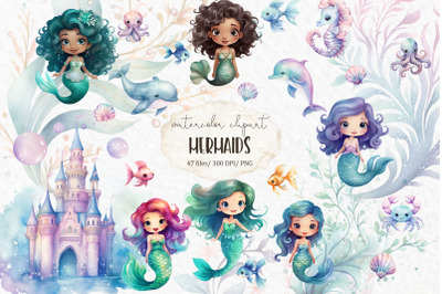 Mermaid birthday clipart