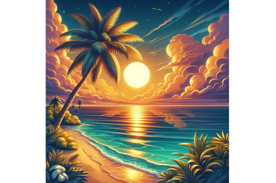 8 Tropical sunset seascape with p bundle