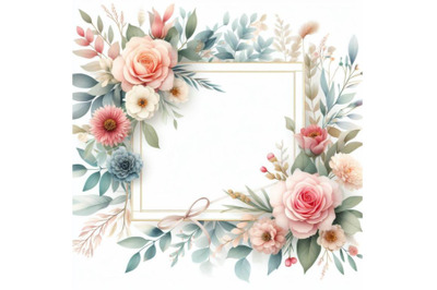 8 Watercolor floral frame for wed bundle