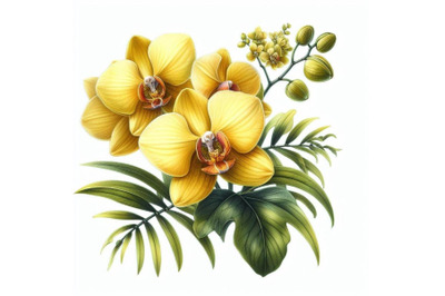 8 Yellow orchid isolated on white bundle