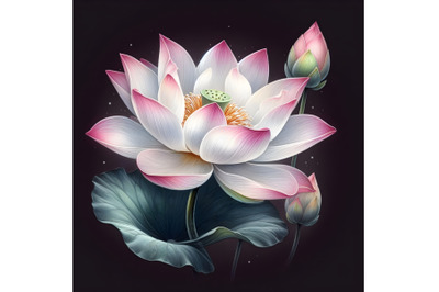 beautiful lotus gracefully poised on dark backdrop