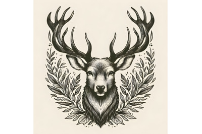 hand drawn isolated deer head