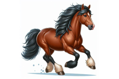 8 Brown horse on white background