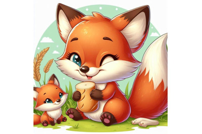 8 Cute fox on white background