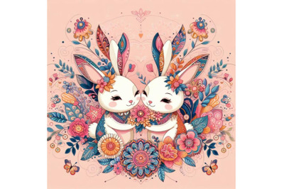 8 Abstract spring couple bunny p bundle