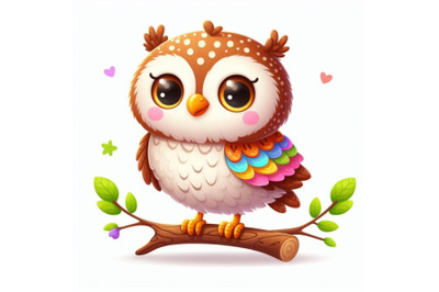 8 Cute owl on white background