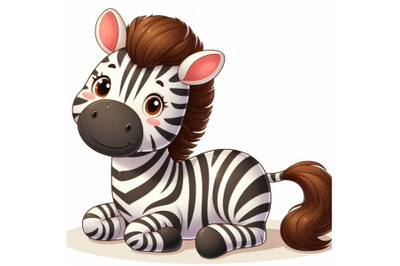 8 Cute zebra on white background