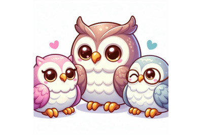 8 Cute owl on white background