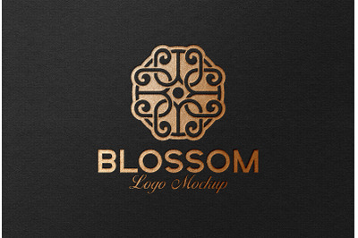 Copper Foil Logo Mockup on Black Textured Paper