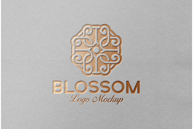 Copper Foil Logo Mockup on White Textured Paper