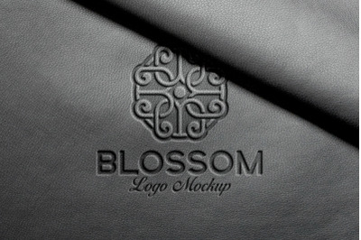 Debossed Black Leather Logo Mockup