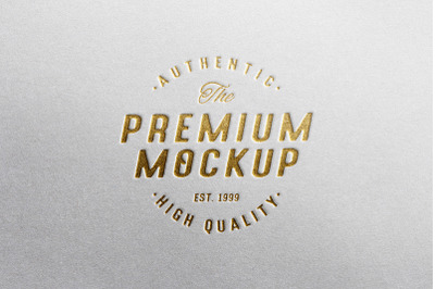 Debossed Gold Foil Logo Mockup White Paper