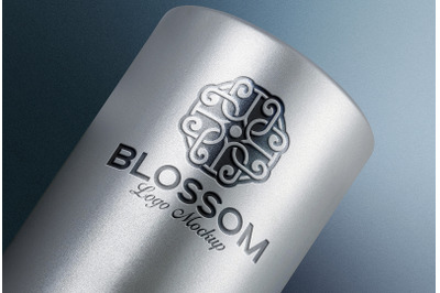 Embossed Logo Mockup Metallic Cylinder