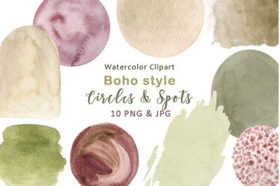 Boho Spot Fill Circle Watercolor Clipart PNG JPG