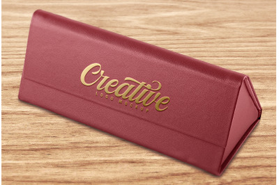Gold Foil Logo Mockup - Red Leather Jewelry Box.