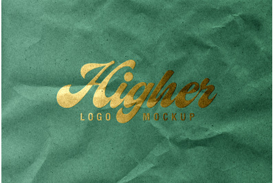 Gold Foil Logo Mockup Crumpled Green Paper