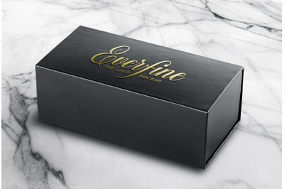 Gold Foil Logo Mockup Luxe Black Jewelry Box