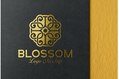 Gold Foil Stamping Logo Mockup Black Paper