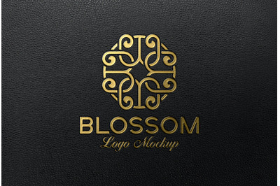 Luxury Gold Foil Logo Mockup Black Leather