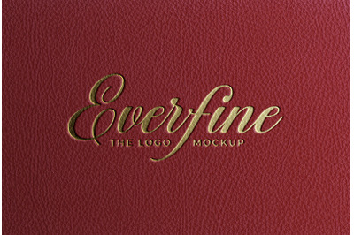 Red Leather Luxe Gold Logo Mockup