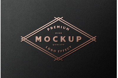 Rose Gold Logo Mockup Black Paper