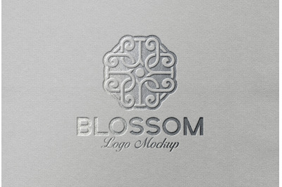 Silver Foil Logo Mockup on White Textured Paper