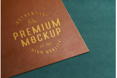 Suede Leather Gold Foil Logo Mockup