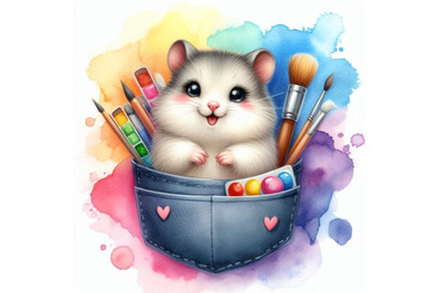 4 a cute hamster in a pocket Colorful background