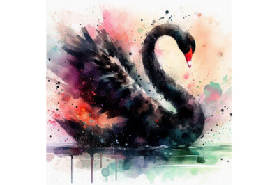 4 Digital art Abstract black swanColorful background