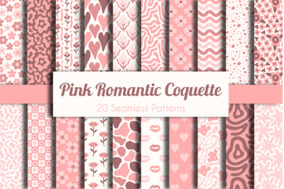 Pink Romantic Coquette Seamless Patterns &amp; Digital Papaers