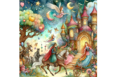 4 fairy tale fantasy Colorful background