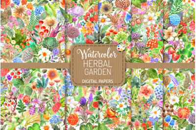 Herbal Garden Set 3 - Watercolor Pattern Papers
