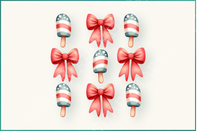 Sweet Land of Liberty PNG, USA Ice-Cream &amp; Popsicle, American Coquette, 4th of July Independence Day Sublimation, Funny Clipart