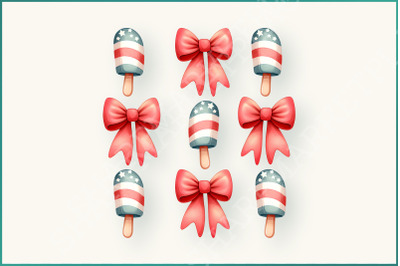 Sweet Land of Liberty PNG&2C; USA Ice-Cream &amp;amp; Popsicle&2C; American Coquette&2C; 4th of July Independence Day Sublimation&2C; Funny Clipart