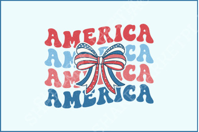 Coquette American Flag PNG, 4th of July Sublimation, USA Bow, America &amp; Independence Day Design, American Girl, Patriotic Themes DTG