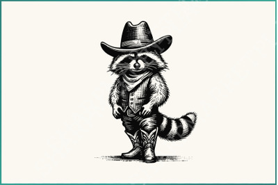 Western Raccoon PNG, Vintage Distressed Animal Lover Designs, Trash Panda &amp; Cowboy Retro Graphics, Funny Weirdcore, 90s Tee Download