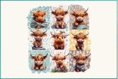 Retro Boho Highland Cow PNG&2C; Floral Sublimation Design&2C; Farmhouse &amp;amp; Cow Lover Themes&2C; Mother&amp;&23;039;s Day&2C; Farm Clipart&2C; Spring Floral Download
