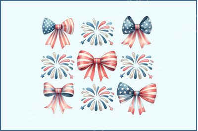Coquette 4th of July Fireworks PNG, Patriotic &amp; American Girly Designs, Country Western, Trendy Ribbon Sublimation, Independence Day