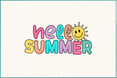 Hello Summer PNG&2C; Dalmatian Dots Retro Vibes&2C; Summer Designs&2C; Digital Download Doodle Graphics&2C; Vacation &amp;amp; Beach Sublimation