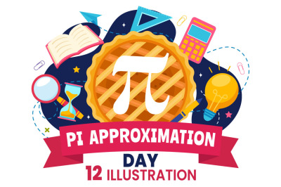 12 Pi Approximation Day Illustration