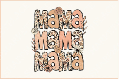 Leopard Mama Flower PNG, Retro &amp; Boho Sublimation, Groovy Designs for Mother&#039;s Day, Floral Mama Shirt Art, Digital Download