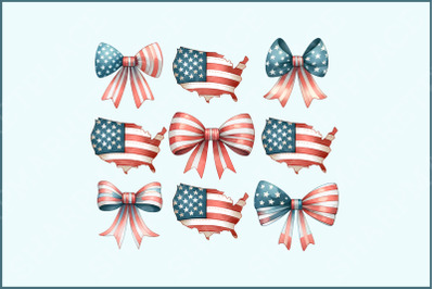 Coquette American Flag PNG, 4th of July Sublimation with Bow, Girly Patriotic Design, USA Flag, American Girl, Freedom Theme Digital Art
