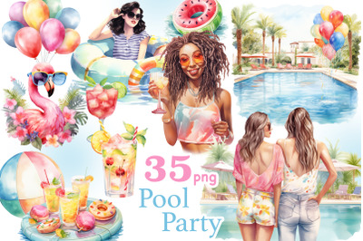 Pool Party Clipart | Summer Party PNG Bundle