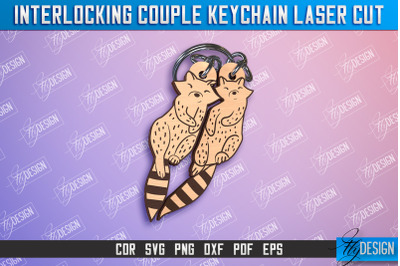 Raccoons Couple Keychain | Interlocking Couple Keychain Design | CNC