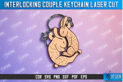 Hare Couple Keychain | Interlocking Couple Keychain Design | CNC