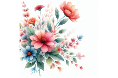 4 watercolor.Watercolor illustration flowers in simple background.Colo