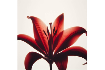 4 silhouette A red lily in extreme close up over white background soft