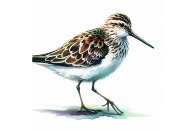 4 watercolor.Sandpiper water bird watercolor  isolate on white backgro