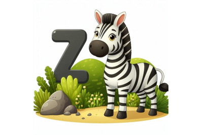 4 Illustration of  animal alphabet Z with Zebra on white background