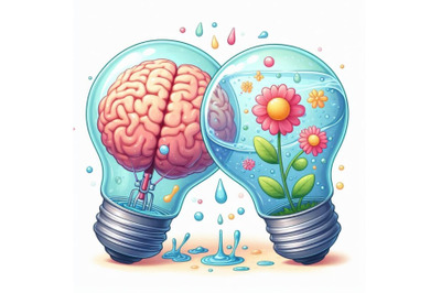 4 Illustration of  The brain inside the light bulb and inside the ligh